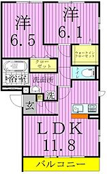 プランドールA 2LDKの間取図画像