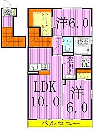 レユシールイコウ 2LDKの間取図画像
