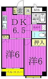 パヴィヨンブラン 2DKの間取図画像