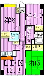 カトレア 3LDKの間取図画像