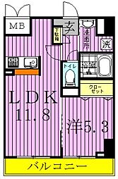 アビタ・ヴァン 1LDKの間取図画像
