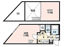 グランクオール綾瀬グレイス 1Kの間取図画像