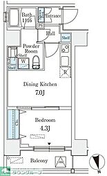 東京メトロ銀座線 浅草駅 徒歩10分の賃貸マンション 10階1LDKの間取り