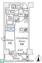東京メトロ半蔵門線 住吉駅 徒歩8分の賃貸マンション 2階1DKの間取り