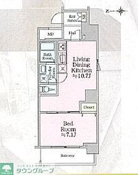 アイルグランデ浅草 8階1LDKの間取り