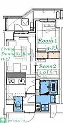都営新宿線 大島駅 徒歩4分の賃貸マンション 2階2LDKの間取り