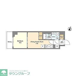 都営新宿線 森下駅 徒歩3分の賃貸マンション 6階1DKの間取り