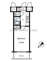 ヴェルト日本橋III 4階1Kの間取り