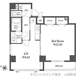 Daisy Court 10階1LDKの間取り