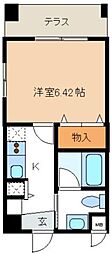 レジディア新川 1階1Kの間取り