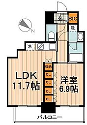 パークアクシス小伝馬町 14階1LDKの間取り