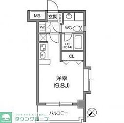 ルクレ森下レジデンス 7階1Kの間取り