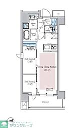 アーバネックス新御徒町駅前 11階2LDKの間取り