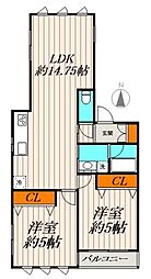 ＡＩＬＩビル 1階2LDKの間取り