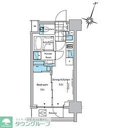 ルフォンプログレ神田プレミア 7階1DKの間取り
