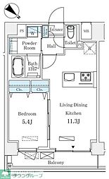 ＬＵＭＩＣＩＴＹ月島 4階1LDKの間取り