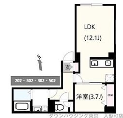 CREAL新富町 5階1LDKの間取り