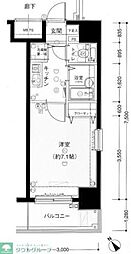メインステージ茅場町 9階1Kの間取り