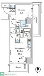 パークアクシス両国スクエア 5階1LDKの間取り