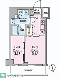 HY’ｓ桜橋MIRAIS 2階2Kの間取り