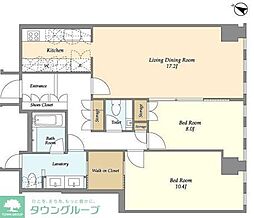 プルデンシャルタワーレジデンス 36階2LDKの間取り