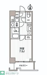 シーズンフラッツ両国サウス 2階1Kの間取り