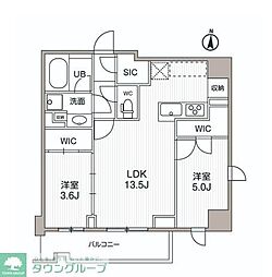 シーズンフラッツ両国サウス 8階2LDKの間取り