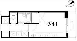 スカイコート日本橋第二 4階1Kの間取り