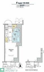 プラウドフラット浅草トレサージュ 3階1Kの間取り
