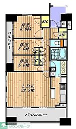 ザ・晴海レジデンス 7階3LDKの間取り