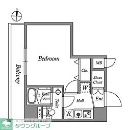 クオリタス押上 6階1Kの間取り