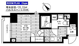 ステージファースト蔵前アジールコート 8階1Kの間取り