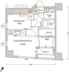 東京メトロ半蔵門線 水天宮前駅 徒歩3分の賃貸マンション 5階2LDKの間取り