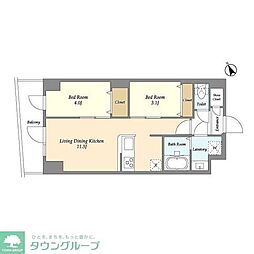 アルファコート曳舟2 8階2LDKの間取り