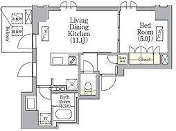 ＳＯＬＡＳＩＡ　ｒｅｓｉｄｅｎｃｅ　京橋 8階1LDKの間取り