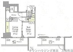 メゾンカルム日本橋馬喰町 10階1LDKの間取り