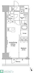 ザ・パークハビオ日本橋茅場町 1LDKの間取図画像