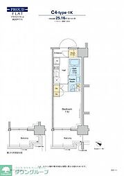 プラウドフラット両国サウス 4階1Kの間取り