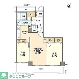 トルナーレ日本橋浜町 42階2LDKの間取り