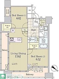 グランパレス東京八重洲アベニュー 8階2LDKの間取り