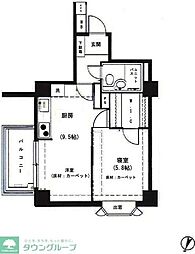 明石町ツインクロス 1LDKの間取図画像