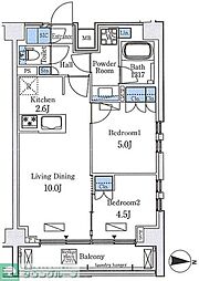 アクアレジデンス錦糸町 2LDKの間取図画像