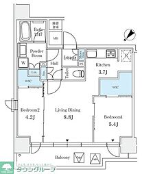 サンライズ茅場町 2LDKの間取図画像