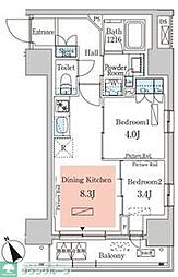 パークアクシス日本橋茅場町ステーションゲート 2LDKの間取図画像