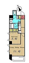 コクヨーレ日本橋 1LDKの間取図画像