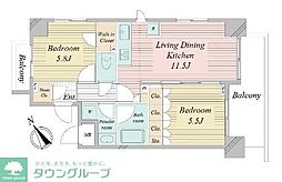 アクティ東仲通り 2LDKの間取図画像