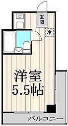 茅場町スカイハイツ ワンルームの間取図画像