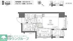 ZOOM月島 1Kの間取図画像