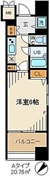 エムズ東銀座 1Kの間取図画像