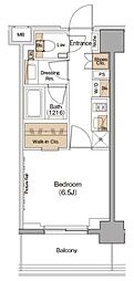 ザ・パークハビオ月島フロント 1Kの間取図画像